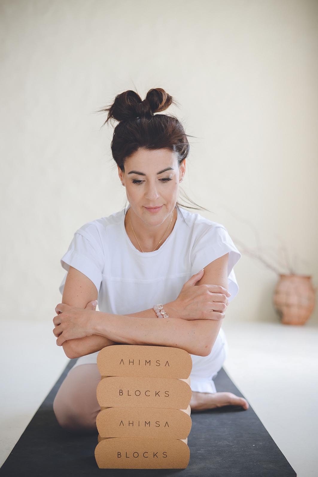 The Ahimsa Block, Ergonomic yoga block. 3 piece set.
