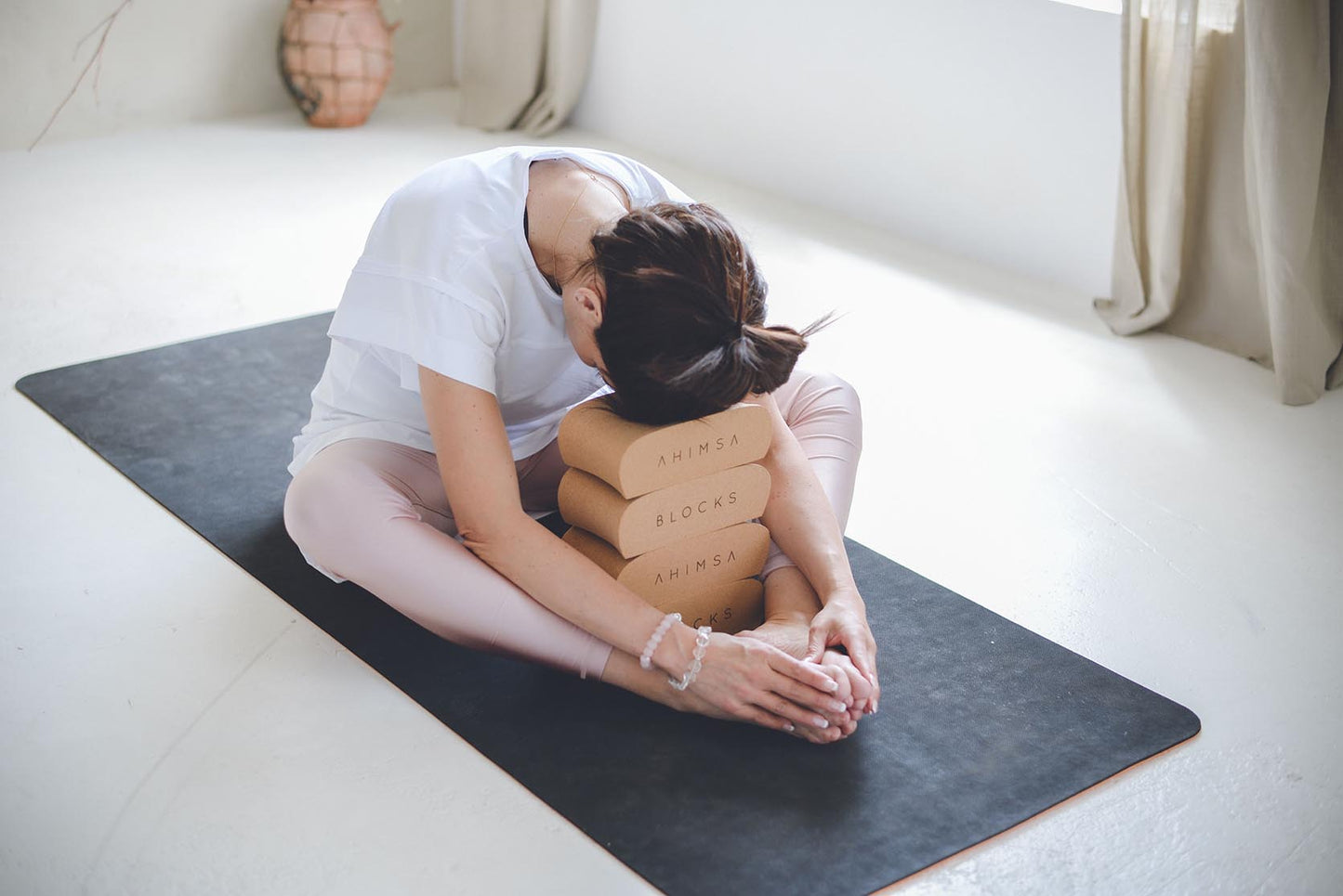 The Ahimsa Block, Ergonomic yoga block. 3 piece set.