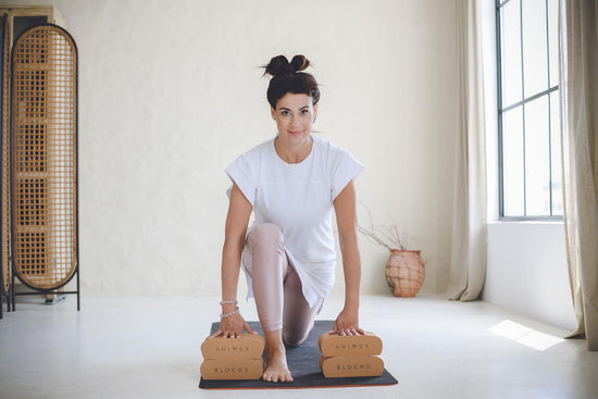 Ergonomic yoga block. 100% sustainable cork material.